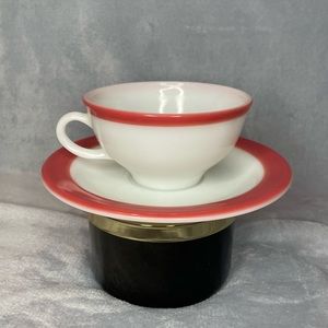 Pyrex vintage coral band cup and saucer
